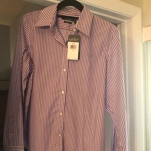 Ralph Lauren Lavender and white striped Oxford shirt